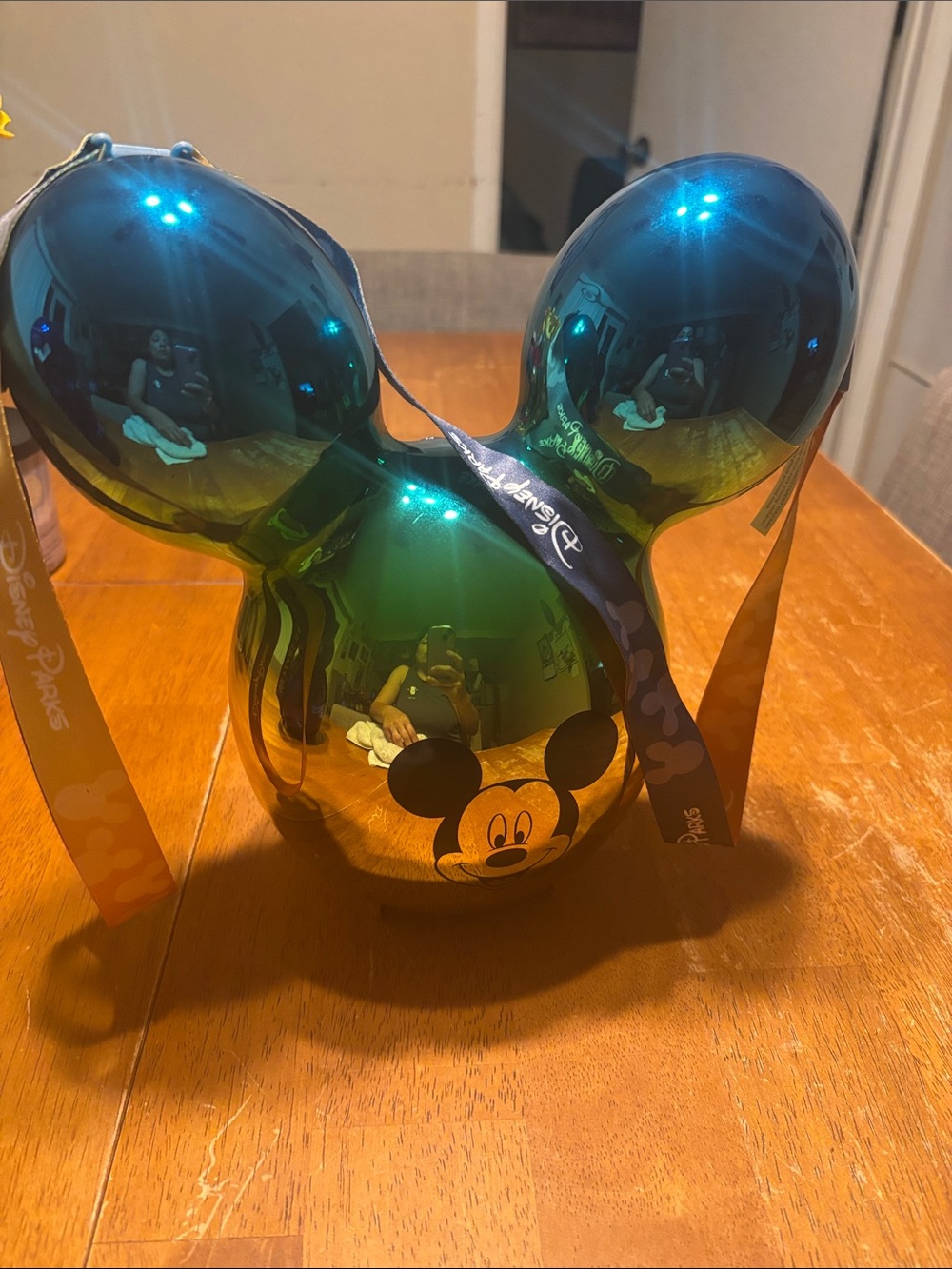 Disney Iridescent Teal-Green Mickey head Case with Lanyard limited edition